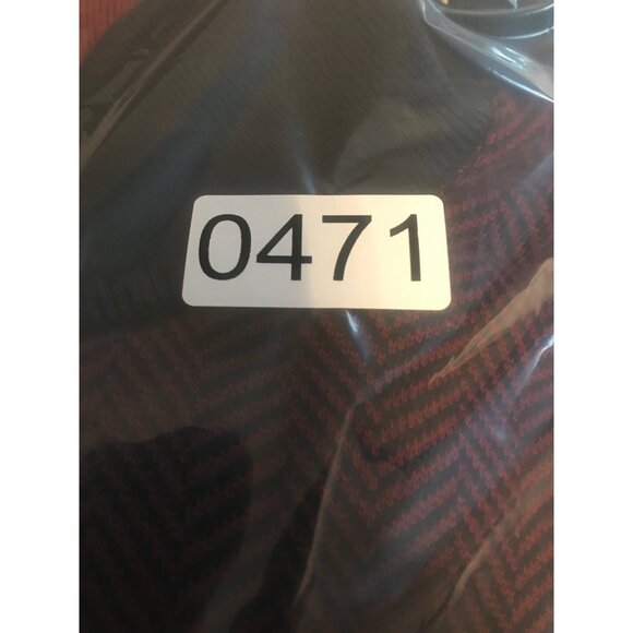 Lands End Quarter Zip Pullover Mens XL Deep Maroon Navy Blue Chevron Stripe - Picture 8 of 8